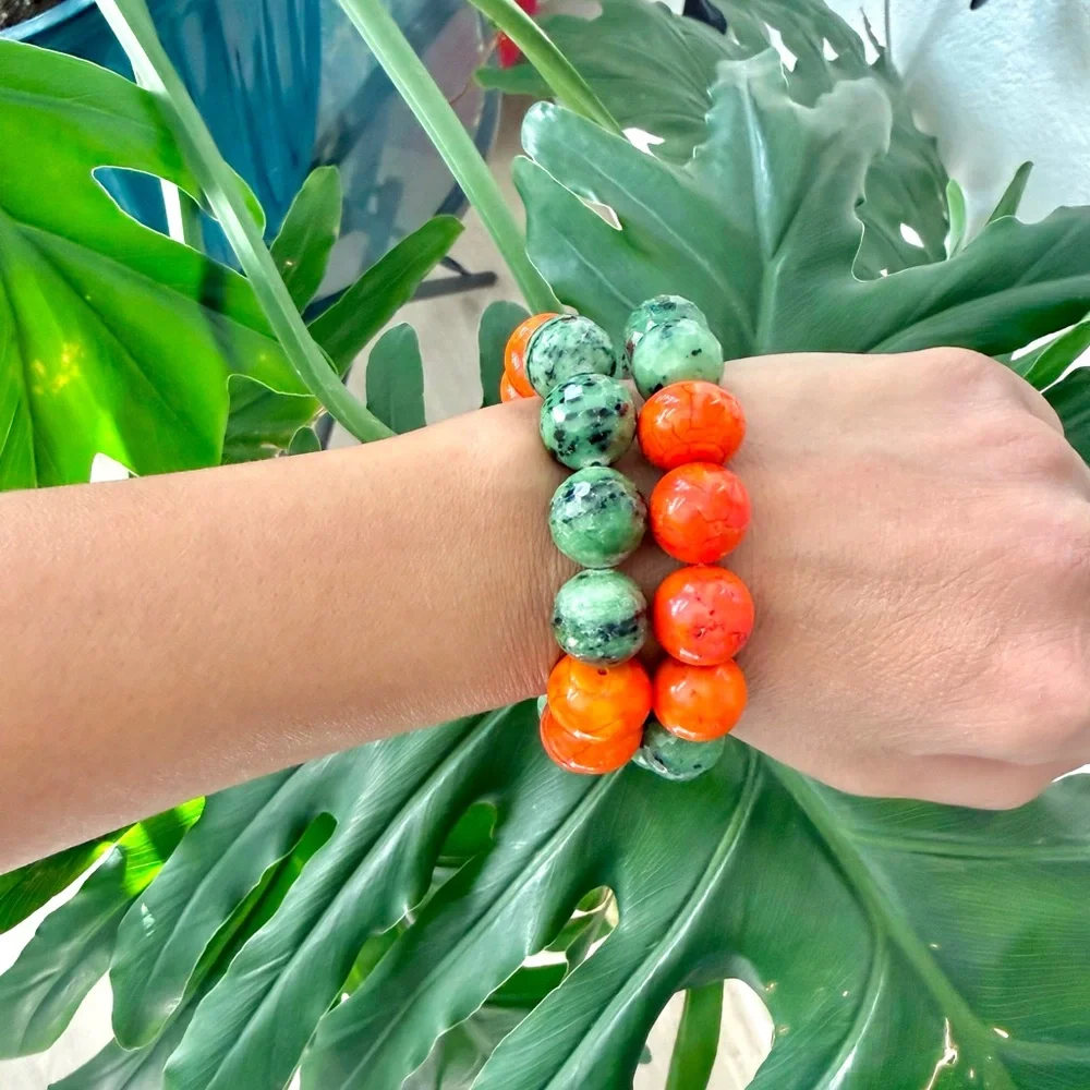 Ruby on Fuchsite & Howlite bracelet - Picture 6 of 6